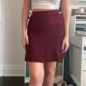 NYC Burgundy Ribbed Mini Skirt